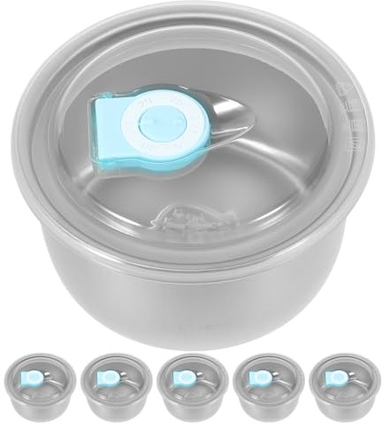 OUNONA Lot de 6 boîtes de conservation réutilisables pour crème glacée avec couvercles, bac isotherme en acier inoxydable de 500 ml, idéal pour la congélation, la préparation de glaces et