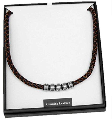 Equilibrium Men's Brown Leather Necklace Gift Boxed Random Design One Only