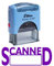 Printtoo Glänzende Mini Selbstfarber Stempel SCANNED, Rechteckig, Schwarz, Blau, Rot, Violett, Gummi, 14 mm x 38 mm