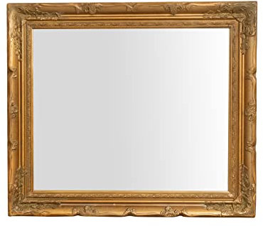Biscottini Spiegel Gold 74x64x4 cm Made in Italy | Wandspiegel Holz | Badezimmerspiegel horizontal und vertikal | wandspiegel groß für das Haus