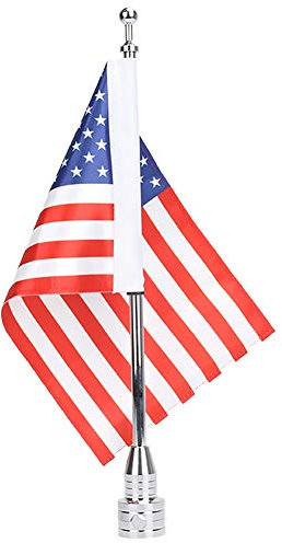 E-Most Motorrad-Fahnenmast-Halterung + 6 x 9 amerikanische Flagge USA Sterdy Flaggen-Kit für Harley Davidson Honda Goldwing CB VTX CBR Yamaha
