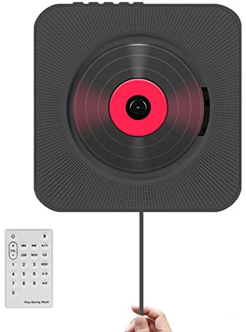 CD-Player Bluetooth Lautsprecher,KINGCOO Tragbar Wandmontage Home Audio Eingebauter HiFi Lautsprecher mit Fernbedienung FM Radio Kabel Pulling-Switch USB MP3 Player (Schwarz)