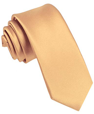 JEMYGINS Schmale Herren Krawatte einfarbig in verschiedenen Farben 6cm (gold2)