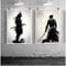 Japanisches Samurai-Schwarzweiss-Plakat, abstrakte Wandkunst-Leinwandmalerei mit 2 Platten, Wohnzimmerschlafzimmer-Bürodekorationsmalerei -50x70cm kein Rahmen