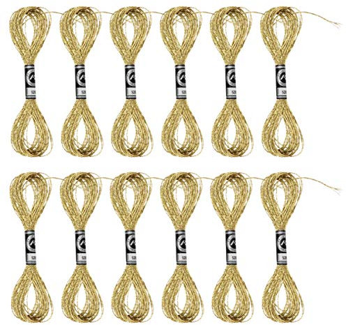 EXCEART Goldstickgarn Metallic Stickgarn Kreuzstichschnur Craft Nähgarn für Stickerei Und Nähzubehör 12St