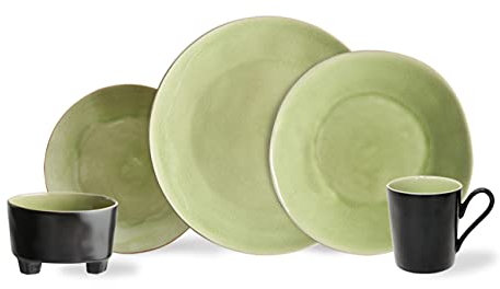 Costa Nova, Riviera colección, Vajilla elegante, gres, Juego de vajilla completa 5 piezas, 1 persona, vert frais (verde claro),