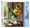 Figured'Art Malen Nach Zahlen Erwachsene Sonnenblumen und Apfel vor dem Fenster - Paint by Numbers Basteln DIY Bastelset 40x50cm ohne Holzrahmen