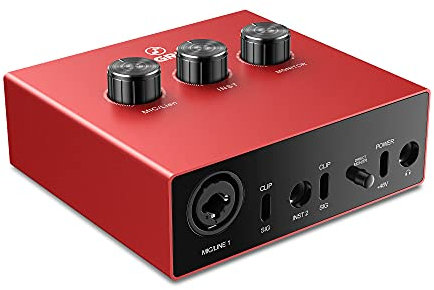 USB Audio Interface with 1x XLR/TRS 1x 1/4 2X RCA USB, Red