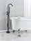 fyheast robinet baignoire indépendant Robinet de remplissage de salle de bain Support de sol à poignée unique noir avec douche à main