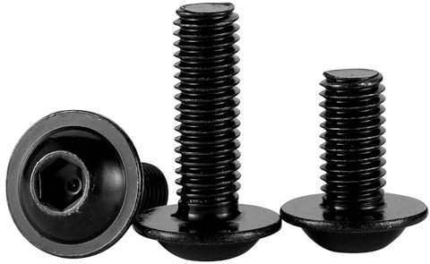 Tornillos de cabeza de botón con brida M8-1,25 x 8 mm, llave Allen, acero inoxidable 304, acabado negro, cantidad 20