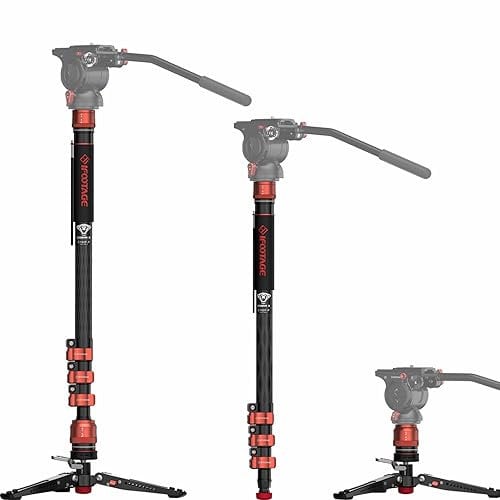 IFOOTAGE Einbeinstativ Cobra 3 C180F-P Mit Standfuß, Kamera 71/181cm, Kohlefaser, Aluminium Stativ, Maximale Belastung 17,64 lbs/8 kg