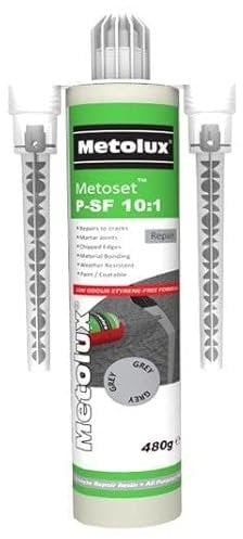 Dortech Metolux Metoset Concrete Repair Resin - Grey (480g) for Repairing Cracks and Sealing Joints, Strong Mortar Repair Ready to Use Cement Filler Suitable for Indoor & Outdoor use