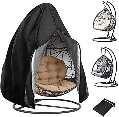 Timisea Hängesessel Schutzhülle, longziming groß Abdeckung für Hängesessel 210D Oxford Wasserdicht, Winddicht, UV-Beständiges, mit PVC-Überzug, Kordelzug Schwarz (115 x190cm)