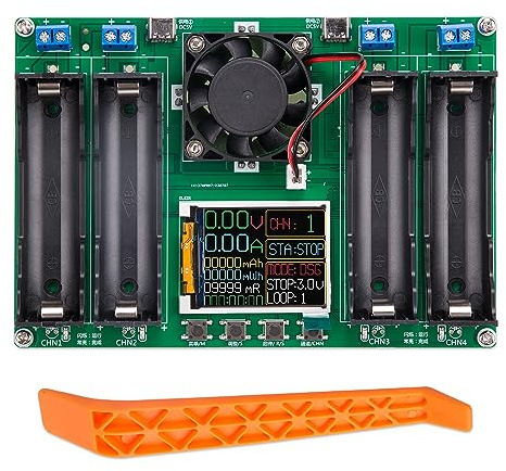 ZORZA 1Pcs Type-C 18650 Battery Capacity Tester Lithium Battery Internal Resistance Tester 4-Channel Automatic Charge Discharge Module Ideal for Flat Ends 18650 Batteries