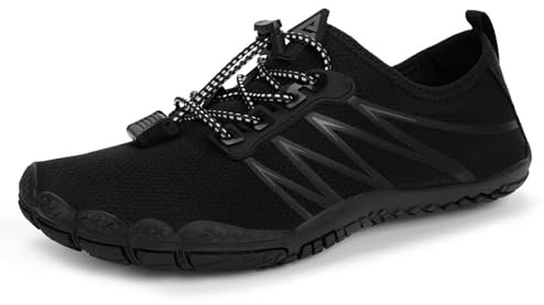 RUYI Unisex Barfußschuhe Damen Herren Traillaufschuhe, Weich Leicht Fitnessschuhe mit rutschfest Sohle & Breiter Zehenbox, Schnell Trocknend Badeschuhe