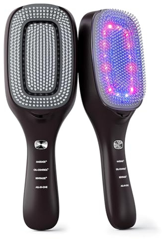 Laser-Haarwachstum Kamm 660nm Rotlicht & 460nm Blaulicht,Gegen Haarausfall Für Damen & Herren,Mit EMS-Und Negativ-Lonen-Funktion,Massage,Haarpflege,Wachstumsstimulierender,Kakaobraun