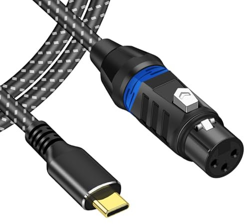 Oyiqar XLR to USB C Microphone Cable, 10FT USB Type-C to XLR Female Microphone Cable for Audio Recording Dynamic Microphone Compatible with iPhone15/15 Plus/15 Pro/15 Pro Max, MacBook, Smartphone
