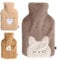 LKH Hot Water Bottle with Cover - 1 Litre Hot Water Bottle for Adults with Washable, Super Soft Sherpa Cover for Kids, Adults & Teens - Best for Neck, Shoulder, Period Pain Relief - Hot Water Bottles