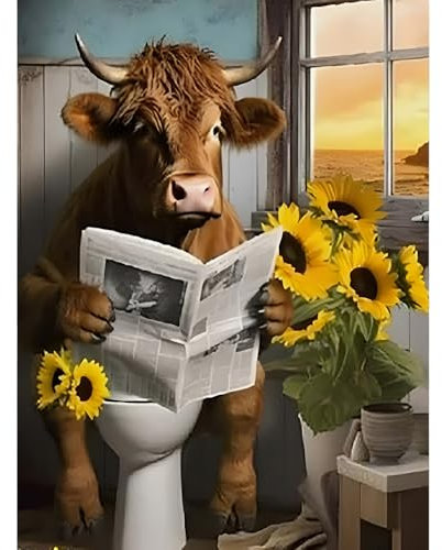 Viart Cow Paint by Numbers for Adults,Highland Cow Painting by Numbers for Adults,Animal Adult Paint by Numbers Kits for Home Wall Decor 12x16inch