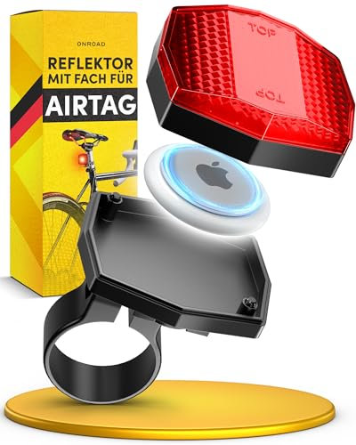 ONROAD Ontrack Reflektoren Fahrrad – Airtag Versteck, diebstahlsicher & verschraubt – Hinten, StVZO-konform – Reflektor Fahrrad mit Fach, 1 Stück