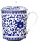 Chinese Tea Cups, 500ml Large Capacity Ceramic Blue and White Elegant Tea Mug with Lid and Handle for Loose Leaf Home Office Chinese Cups