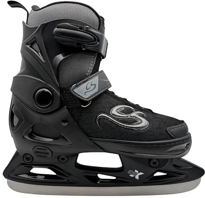 Cox Swain verstellbare Schlittschuhe Crystal, Eislaufschuhe für Kinder, Jugendliche und Erwachsene bis 100KG, vorgeschliffene Edelstahlkufe, Softboot, Grey/Black Gr. M (37-40)