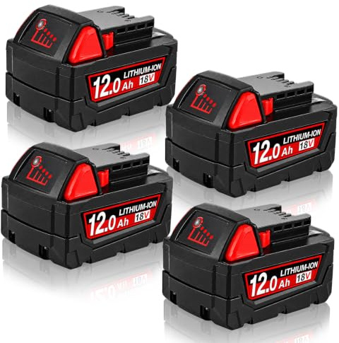 Aosroso 4Pack 12.0Ah 18V Replacement for Milwaukee M-18 Battery | Compaitble with Milwaukee Battery Tools and Charger 48-11-1820 48-11-185048-11-1828 48-11-1815