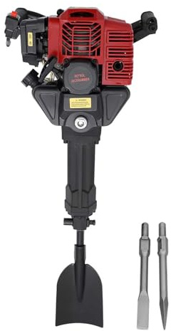 Petrol Breaker and Tree Digger, 1900W Gas Powered Jack Hammer with Wide Shovel, Pointed and Flat Pickaxe, Concrete Breaker Pneumatic Drill Earth Auger for Tree Digging and Root Cutting