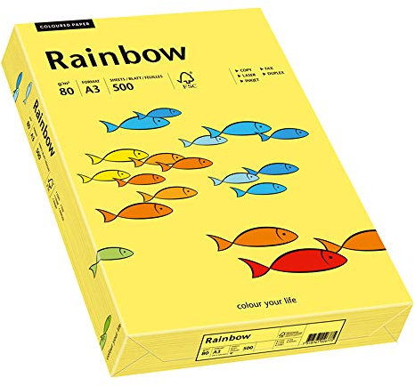 inapa Papyrus 88042346 Drucker-/Kopierpapier farbig, Bastelpapier: Rainbow 80 g/m², A3, 500 Blatt, gelb