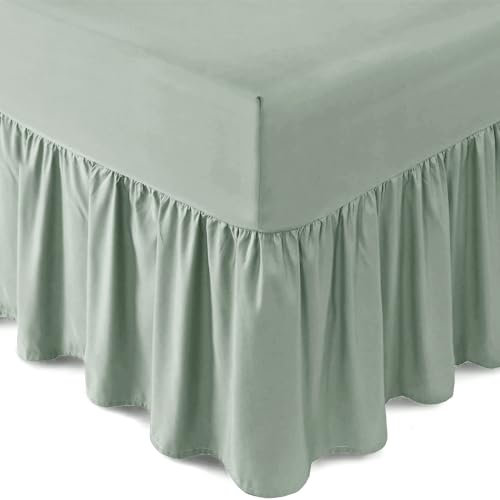 Gaveno Cavailia Luxury Non-Iron PERCALE VALANCE Sheet, Poly-Cotton, Duck Egg , King