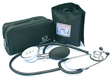 Aneroid Sphygmomanometer - with 1 Adult Cuff and Black Stethoscope - Blood Pressure Monitor Kit