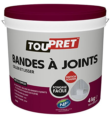 Toupret 326020 Bande à joints pâte pour coller/lisser 4 kg