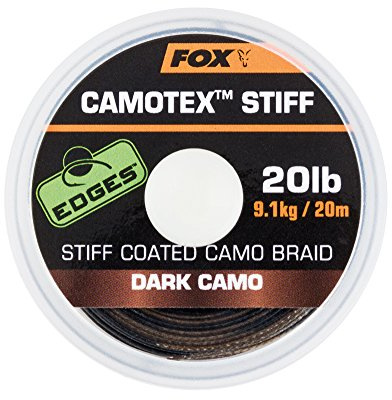 Fox Edge Camotex Stiff Rig 20m Vorfachschnur, Tragkraft:20lbs/9.1kg, Farbe:Dark Camo