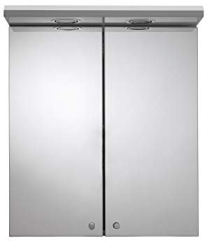 Croydex Shire Double Door White Illuminated Cabinet, Steel Beige, 23x45x53 cm