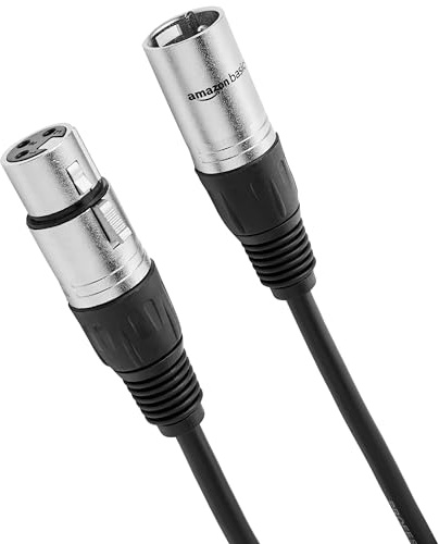 Amazon Basics XLR Male to Female Microphone Cable for Speaker or PA System, Recording Studio, All Copper Conductors, Low Noise Shielding, 6MM PVC Jacket, 6 Foot, Black