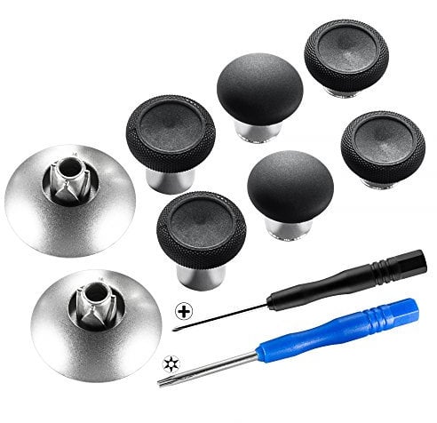 eXtremeRate Levette Analogiche in Metallo per Xbox One/One S X/Elite V1 Controller,Analogici Magnetici Thumbsticks per ps4 per ps4 Slim Pro Controller con Cacciaviti(8 in 1)-Nero