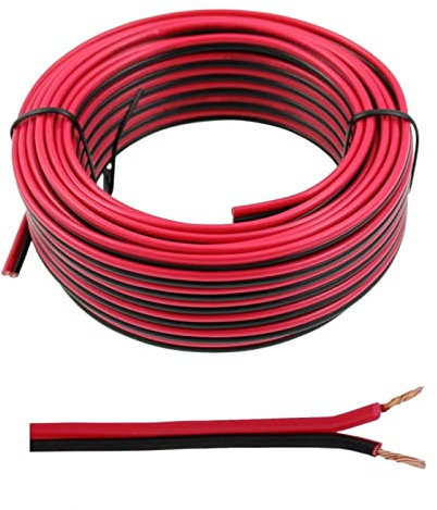 Cable para altavoz, 2 x 0,5 mm², color rojo y negro, 10 M, CCA