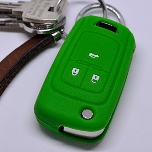 Soft Case Silikon Auto Schlüssel Schutz Hülle Grün kompatibel mit Opel Insignia Zafira Meriva ab 2008 Chevrolet Cruze Trax Matiz Aveo Spark