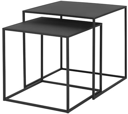 Blomus 2er Set Beistelltische FERA | Black | 40L x 40B x 40H cm | 35L x 35B x 35H cm | Sofatisch Schwarz | Kaffeetisch aus Stahl für Flur, Wohnzimmer, Schlafzimmer, Büro