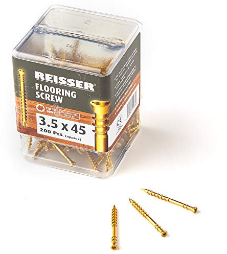 Reisser 6221S220350454 R2 TXD Drive Diamond Point Flooring Screw 200-Pieces, 45 mm Length, Yellow