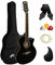 TIGER ACG1-BK34 Guitarra acústica de tamaño 3/4, guitarra acústica con cuerdas de acero para mayores de 9 años - Negro