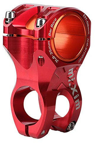 Fahrrad Vorbau Lenker, Rostfreie Fahrrad Vorbau Kurz Lenkervorbau MTB mit Adapterring für Durchmesser 35 mm/31,8 mm Fahrradlenker (Rot)