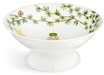 Kähler Schale auf Fuß Ø23 cm Hammershøi Christmas mit Aquarellmalerei, weiss