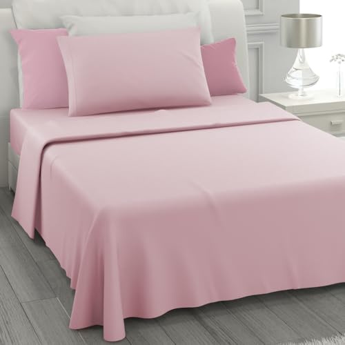 L'ANTICO ARCOLAIO - Lenzuola una Piazza e Mezza 100% Cotone Completo con Federe Cuscini, Set Anallergico e Antiacaro, Colore Tinta Unita, Manifattura Made in Italy con Fibra Naturale