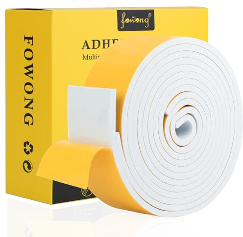 fowong Moosgummi Selbstklebend 4m-Abnehmbarer Klebstoff Dichtungsband 50mm(B) x6mm(D) Türdichtung Schaumstoffband für Fenster Ceranfeld, Kollision Siegel Schalldämmung Gesamtlänge 4m lang