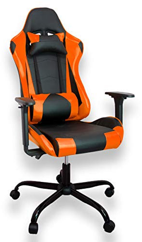 ZStyle Sedia Poltrona da Gaming per Ufficio Videogiochi reclinabile Imbottita ergonomica scrivania Computer Playstation RTX GTX (GTX, Arancione)