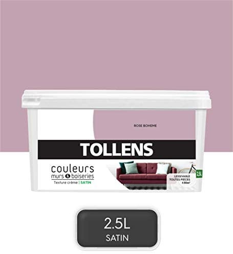 Tollens - Peinture Couleurs - Murs et Boiseries - Toutes pièces - Ultra résistante - Satin - Rose Bohème - 2,5L = 30m2