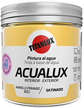 Titanlux Acualux pintura acrílica multiadherente Satinado Amarillo Primario 75 ml
