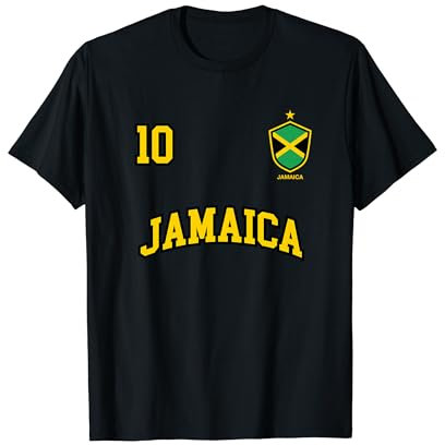 Jamaica Team Sports Number 10 Soccer Jamaican Flag T-Shirt