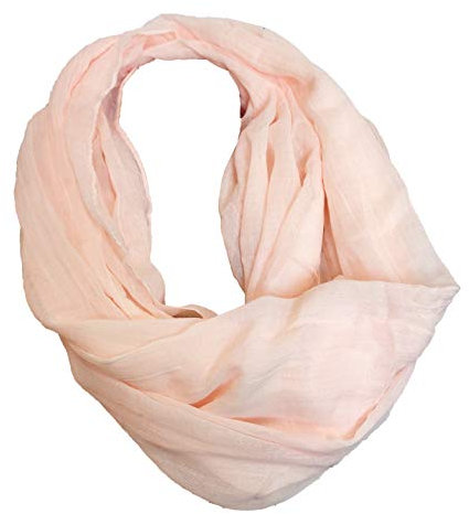 J26 Einfarbig Sommer Loop Glitzer Glitter Cotton Uni Rundschal Schlauchschal Stola Schal leicht Frühling (Rosa)